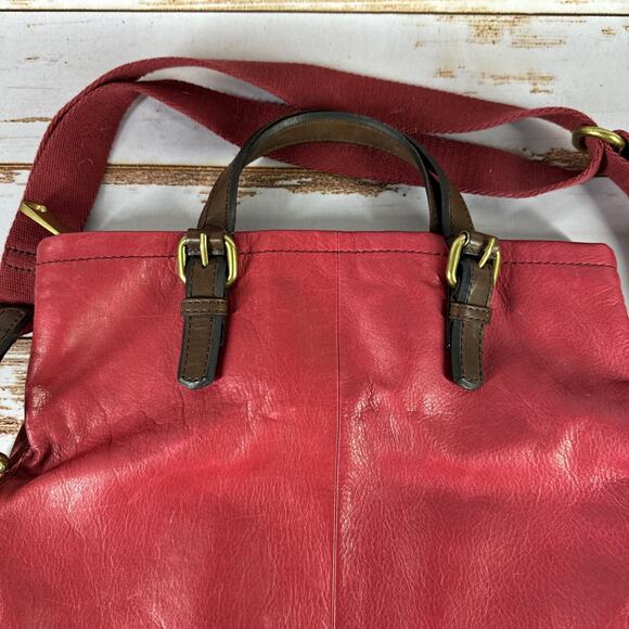 Fossil Saddle Bag XL Reddish w/ Red OT Leather Super Duty 15” x 16" - Picture 3 of 10